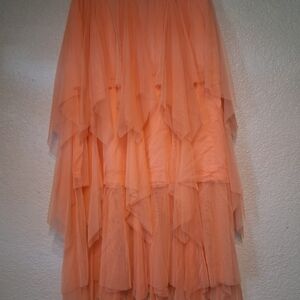 Chic Asymmetrical Layered Skirt in Peach